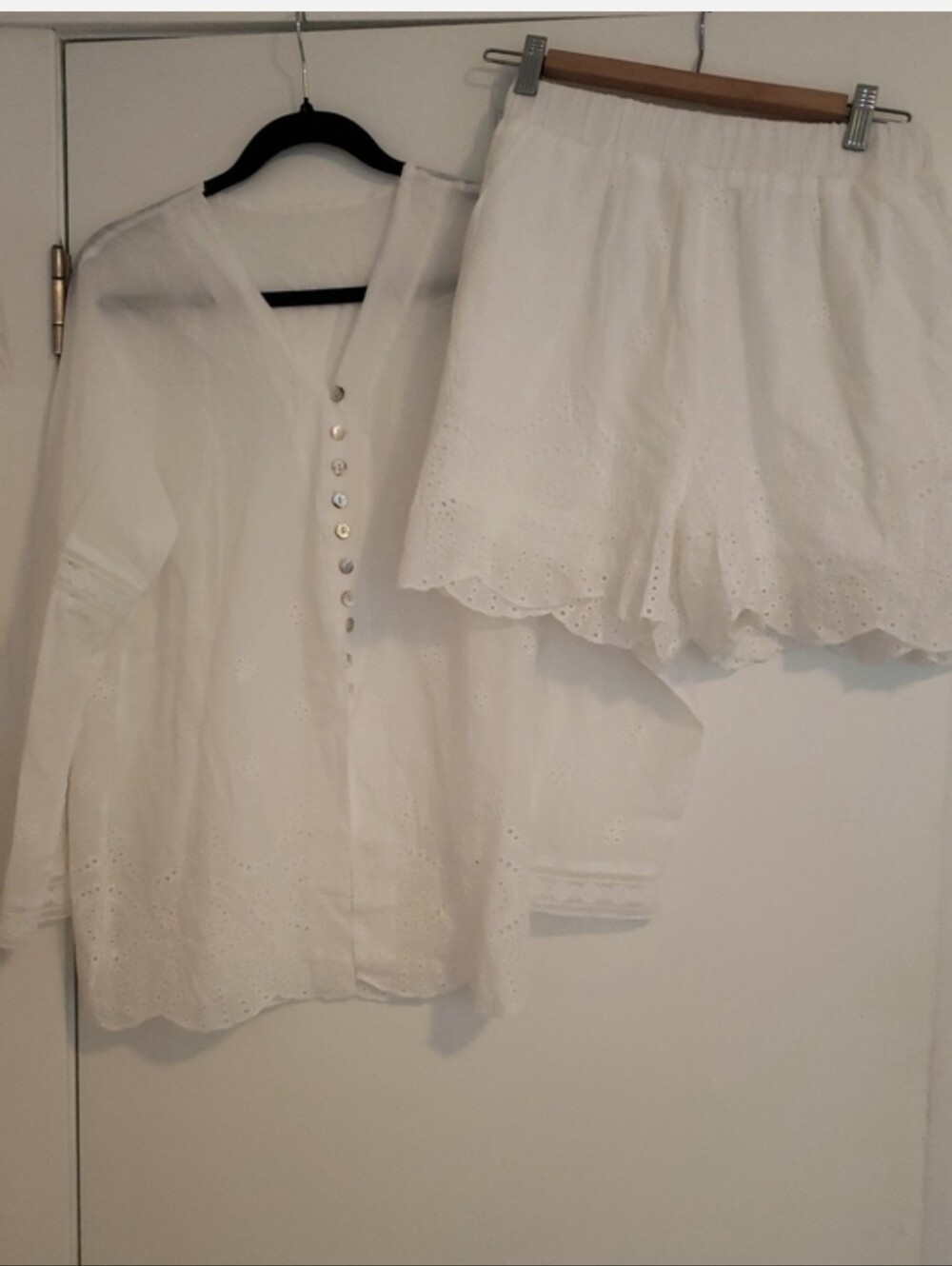 White Eyelet Cotton Top& Shorts